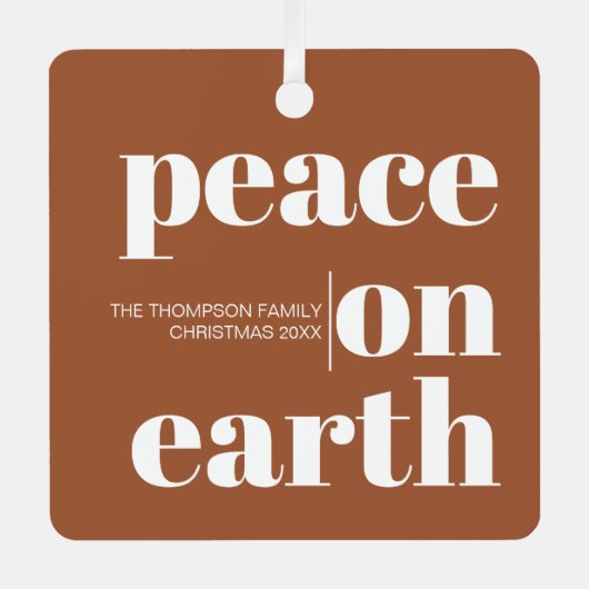 パーソナライズされた平和オンアースのクリスマスモダン写真 メタルオーナメント (正面)
