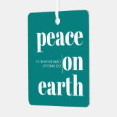 パーソナライズされた平和オンアースのクリスマスモダン写真 メタルオーナメント (正面左)