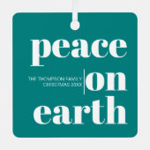 パーソナライズされた平和オンアースのクリスマスモダン写真 メタルオーナメント (正面)