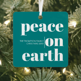 パーソナライズされた平和オンアースのクリスマスモダン写真 メタルオーナメント