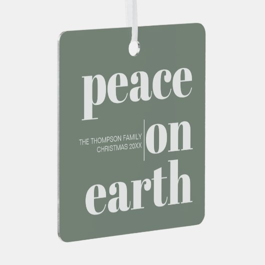 パーソナライズされた平和オンアースのクリスマスモダン写真 メタルオーナメント (正面右)