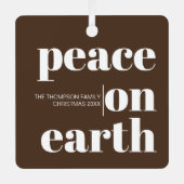 パーソナライズされた平和オンアースのクリスマスモダン写真 メタルオーナメント (正面)