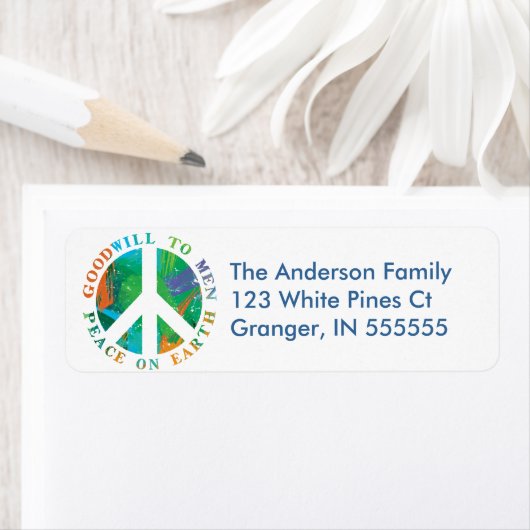 パーソナライズされた平和オン・アース住所 シール (インサイチュ)
