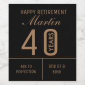 パーソナライズされた年勤退職パーティー ワインラベル (シングルラベル)