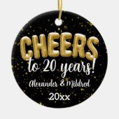 パーソナライズされた年記念の結婚応援 セラミックオーナメント (正面)