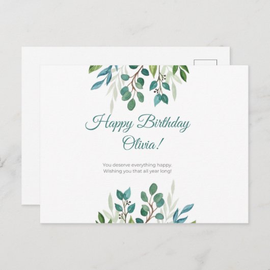 -パーソナライズされた幸せな気持ち ポストカード (正面/裏面)