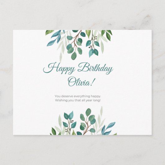 -パーソナライズされた幸せな気持ち ポストカード (正面)