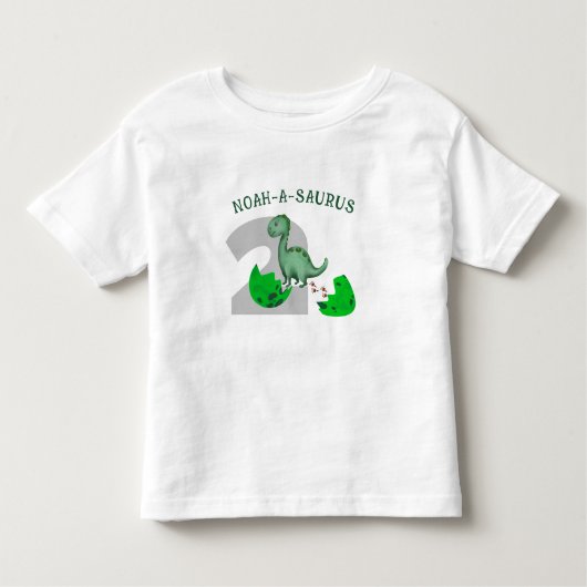 パーソナライズされた幼児の恐竜誕生日 トドラーTシャツ (正面)