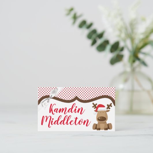 パーソナライズされた座席表トナカイクリスマスP プレイスカード (スタンド正面)