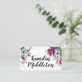 パーソナライズされた座席表熱帯花オンホワイト プレイスカード (スタンド正面)