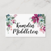 パーソナライズされた座席表熱帯花オンホワイト プレイスカード (正面)