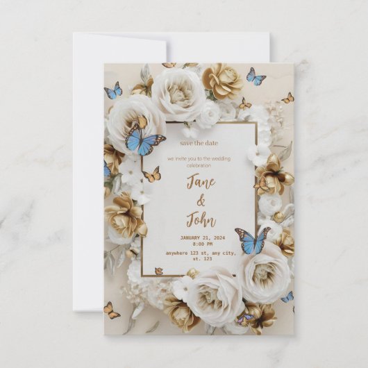 [パーソナライズされた庭園の結婚式エレガント招待状 招待状 (正面)