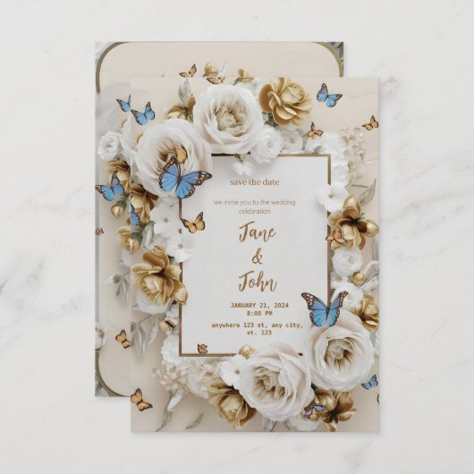 [パーソナライズされた庭園の結婚式エレガント招待状 招待状 (正面/裏面)