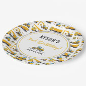 パーソナライズされた建築ダンプトラック誕生日 ペーパープレート (アングル)