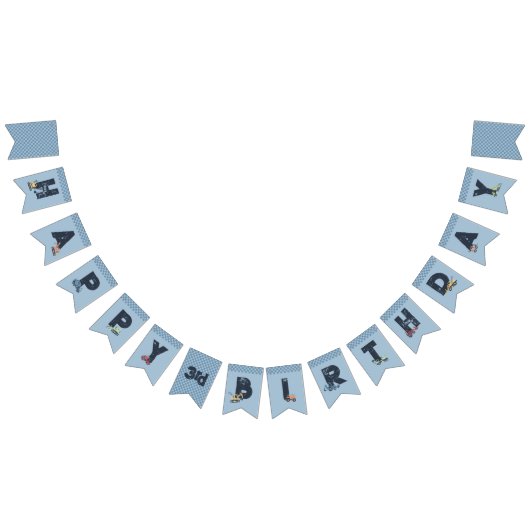 パーソナライズされた建築トラックハッピーバースデー バンティングフラッグ (全)