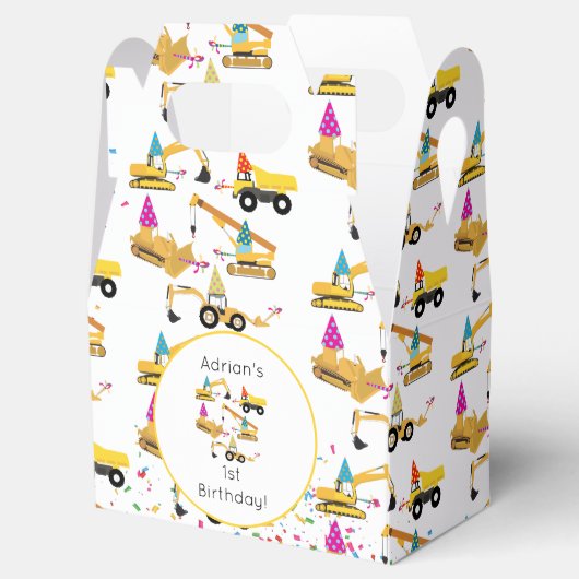 パーソナライズされた建築トラックパーティー誕生日 フェイバーボックス (オープン)
