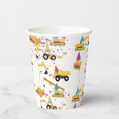 パーソナライズされた建築トラックパーティー誕生日 紙コップ (左)