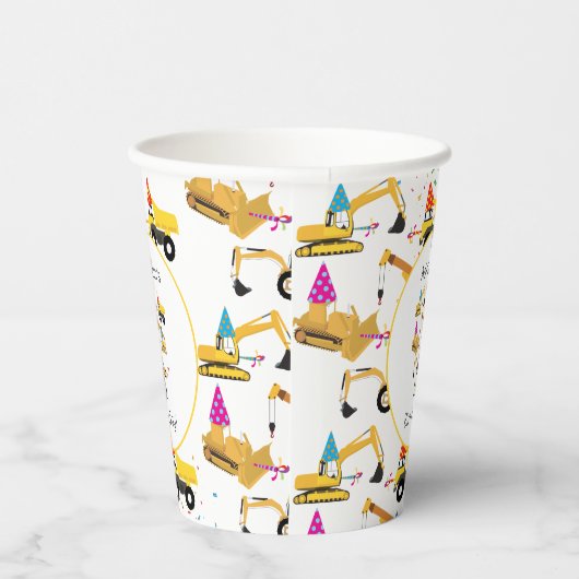 パーソナライズされた建築トラックパーティー誕生日 紙コップ (右)