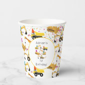 パーソナライズされた建築トラックパーティー誕生日 紙コップ (正面)