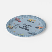 パーソナライズされた建築トラック誕生日パーティープラン ペーパープレート (アングル)