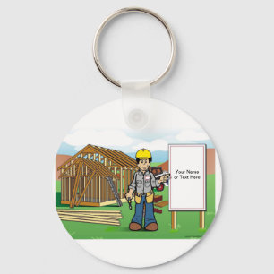 パーソナライズされた建築、Home Builder Cartoon Tw キーホルダー