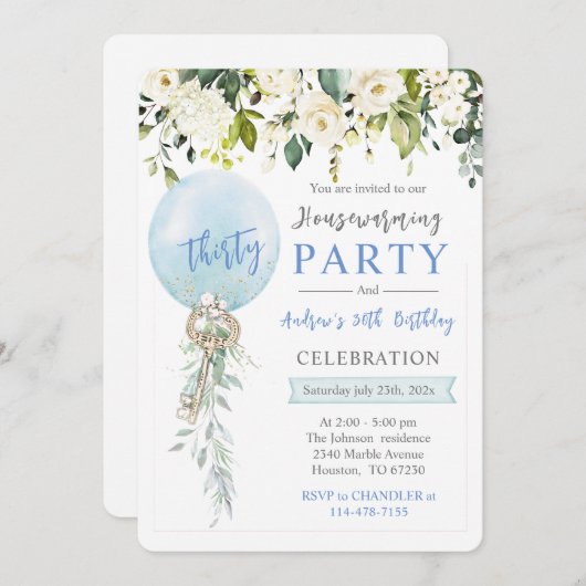 パーソナライズされた引っ越し祝いパーティー及び誕生日 招待状 (正面/裏面)