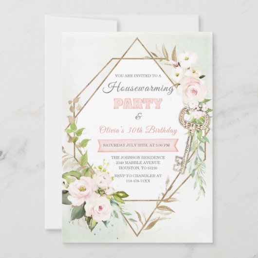 パーソナライズされた引っ越し祝いパーティー及び誕生日 招待状 (正面)