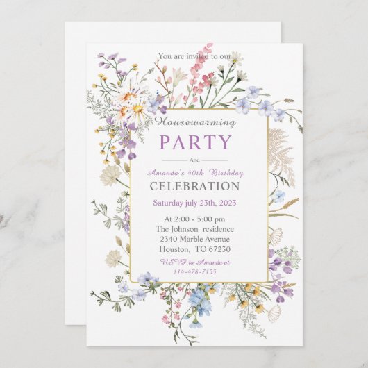 パーソナライズされた引っ越し祝いパーティー及び誕生日 招待状 (正面/裏面)