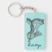 パーソナライズされた引用文付きキーチェーンをコルセット キーホルダー (正面)