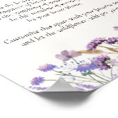 パーソナライズされた引用文水彩紫野花 ポスター (角)