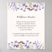 パーソナライズされた引用文水彩紫野花 ポスター (正面)