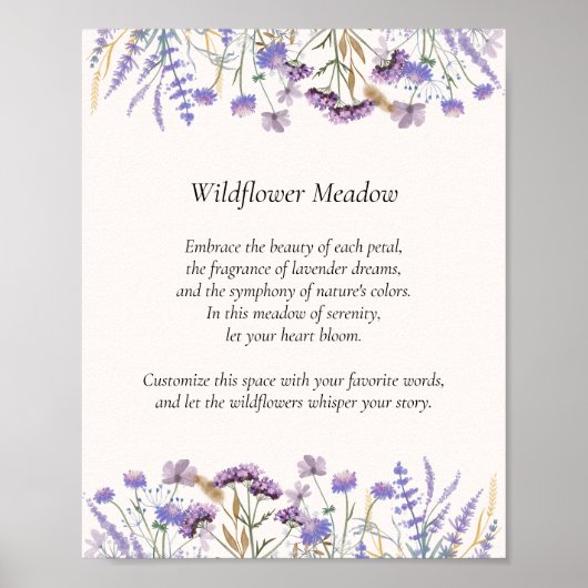 パーソナライズされた引用文水彩紫野花 ポスター (正面)