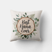 パーソナライズされた引用文素朴木と緑の葉 クッション (裏面)
