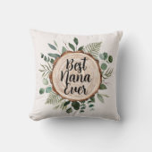 パーソナライズされた引用文素朴木と緑の葉 クッション (正面)