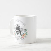 パーソナライズされた引用文芸術的フローラビーアンドネーム コーヒーマグカップ (正面左)