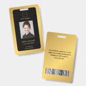 パーソナライズされた従業モダン員のゴールデンID バッジ (正面&裏面)