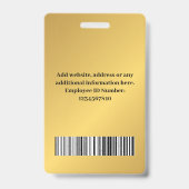 パーソナライズされた従業モダン員のゴールデンID バッジ (裏面)