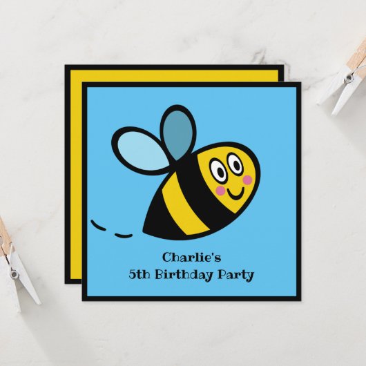 パーソナライズされた忙し（昆虫）マルハナバチ招待状 (正面/裏面インサイチュ)