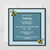 パーソナライズされた忙し（昆虫）マルハナバチ招待状 (裏面)