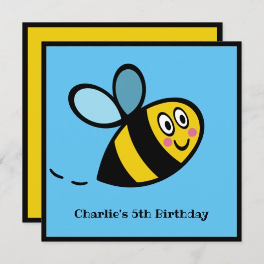 パーソナライズされた忙し（昆虫）マルハナバチ招待状 (正面/裏面)