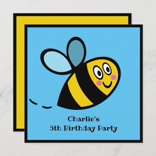 パーソナライズされた忙し（昆虫）マルハナバチ招待状 (正面/裏面)