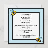 パーソナライズされた忙し（昆虫）マルハナバチ招待状 (裏面)