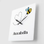 パーソナライズされた忙し(昆虫)マルハナバチ スクエア壁時計 (傾斜)