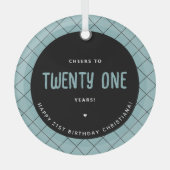 パーソナライズされた応援から21年まモダンでエレガント ガラスオーナメント (正面)