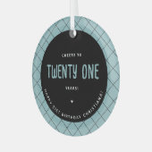 パーソナライズされた応援から21年まモダンでエレガント ガラスオーナメント (正面左)