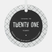 パーソナライズされた応援から21年まモダンでエレガント ガラスオーナメント (正面)