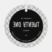 パーソナライズされた応援から21年まモダンでエレガント ガラスオーナメント (裏面)