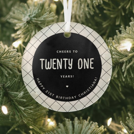 パーソナライズされた応援から21年まモダンでエレガント ガラスオーナメント (インサイチュ)