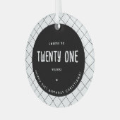 パーソナライズされた応援から21年まモダンでエレガント ガラスオーナメント (正面左)