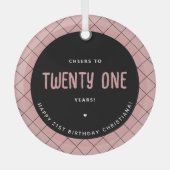 パーソナライズされた応援から21年まモダンでエレガント ガラスオーナメント (正面)